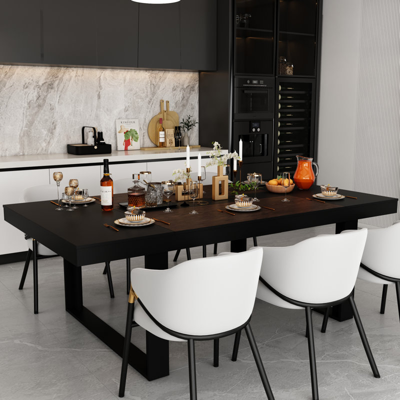 Dining Table, Black, 29.4" H x 86.6" L x 47.2" W