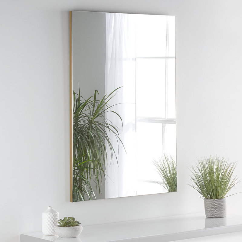 Aaryash Wood Flat Wall Mirror, Matt Gold