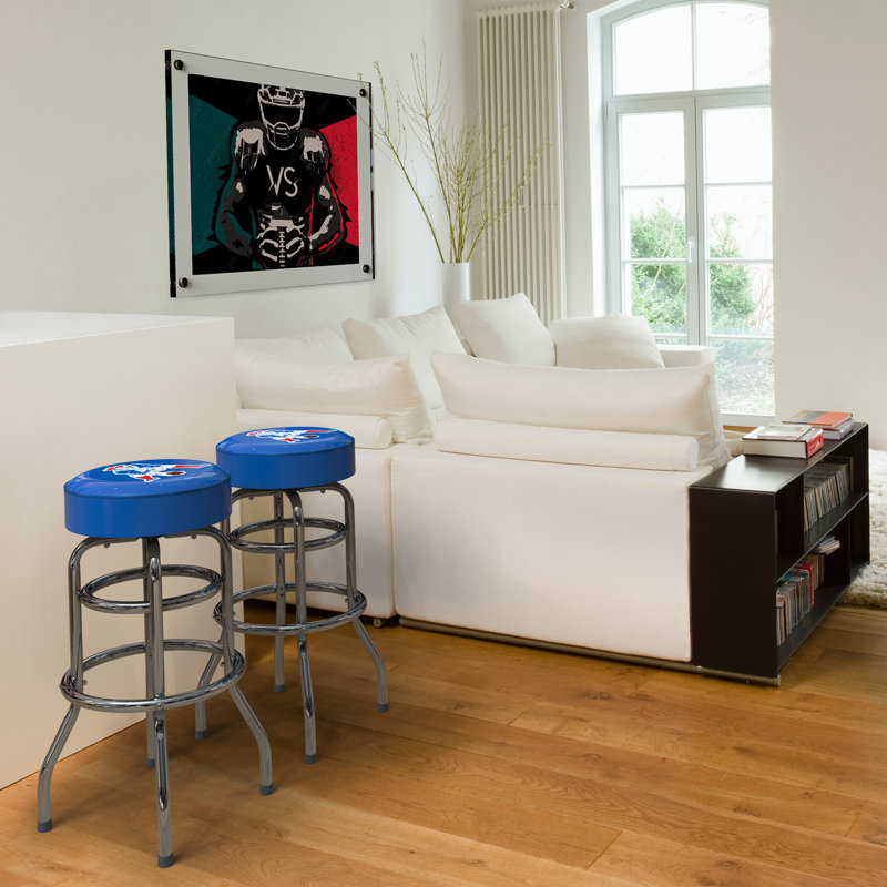 Commercial Grade Chrome Swivel Bar Stool with Vibrant Team Colors  , Vintage New England Patriots