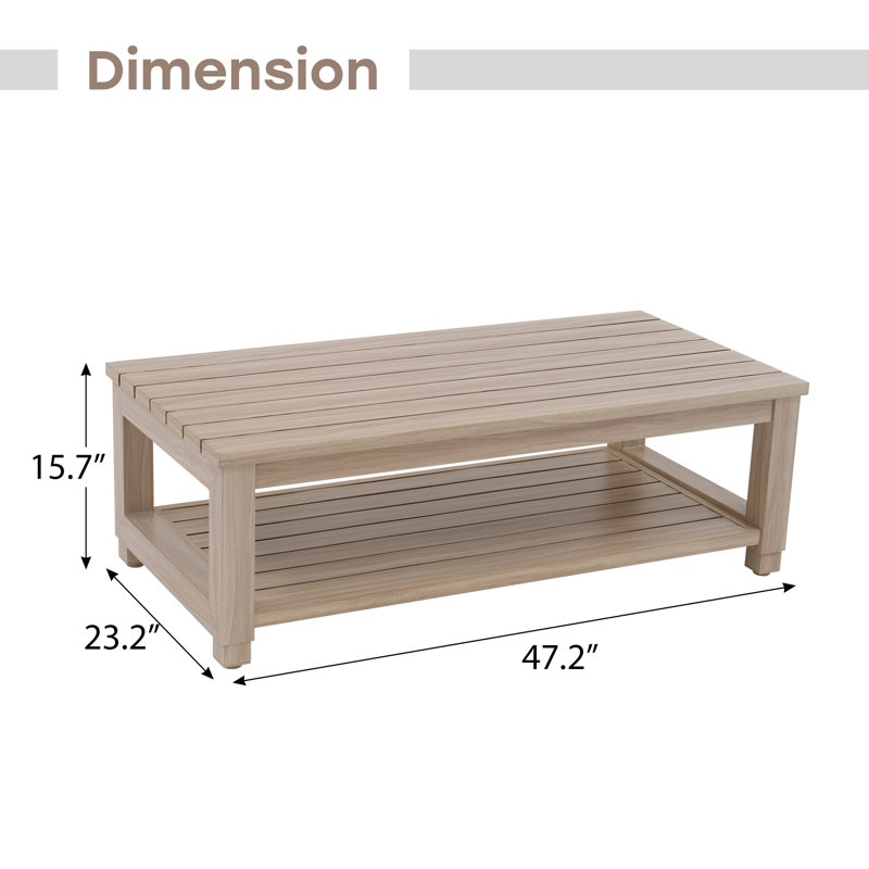 Table basse de patio à deux niveaux en aluminium à lattes