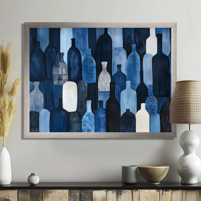 Rythme de la bouteille bleue - Nature morte sur toile