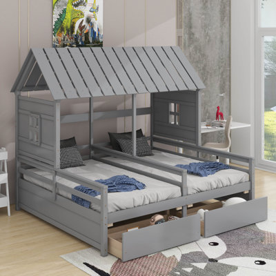 Twin Size House Platform Beds With Drawers