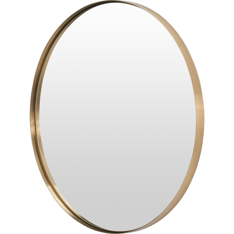 Stainless Steel Round Wall Mirror, Brushed Gold, 60cm x 60cm