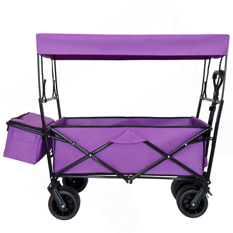 Chariot pliable de 480 lb avec auvent, poussette de chariot avec roues tout-terrain de 7 po, chariot pliable léger, grande capacité pour le camping, le magasinage, les sports et le jardin, mauve