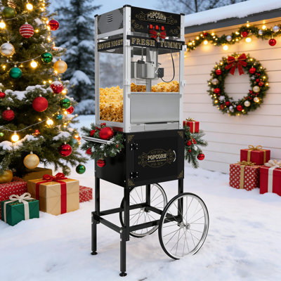 20-ounce commercial popcorn machine, detachable, simple design, easy to move, comes with a stainless steel popcorn kettle, warming lamp, and accessories, for family gatherings and movie theaters