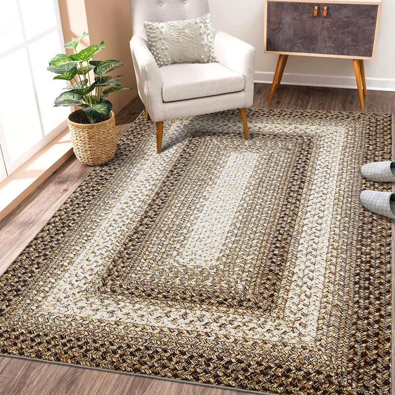 Machine Washable Area Rugs with Non-Slip Backing for Hallway Living Room Bedroom Kitchen and Laundry Room Vintage Carpet Low Pile Rug
