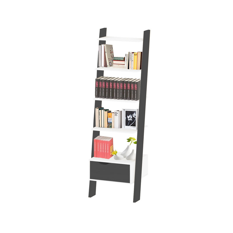 Aneshka 180cm H x 55cm W Ladder Bookcase, White/Black