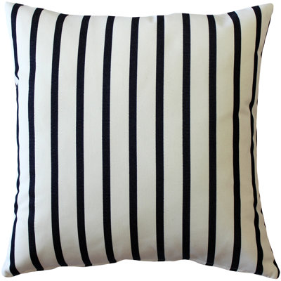 Sunbrella Fabric Lido Stripes Navy White Outdoor Patio Garden Polyester Filled Square Throw Pillow Cover & Polyester Insert