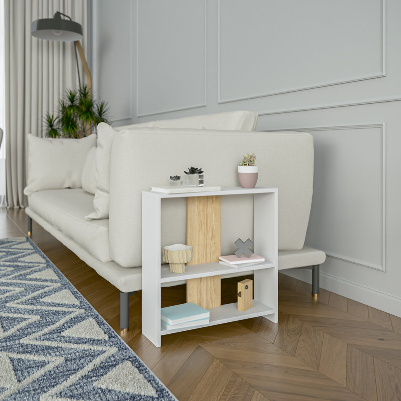 Amvi End Table, White/Light Brown