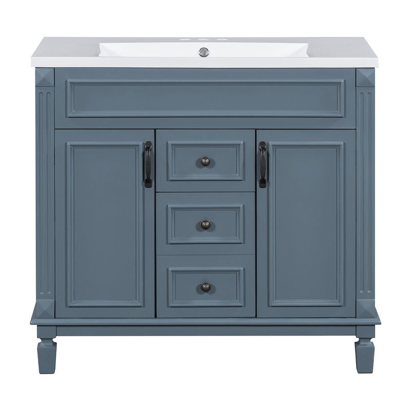 Skyelynn Bathroom Storage Cabinet with 2 Soft Closing Doors,36'' Bathroom Vanity with Top Sink Resin with Drawer,door,Bathroom Vanity