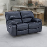 Leesa Power Recliner Loveseat, Ocean Blue Leather, USB Port, 65 Inch