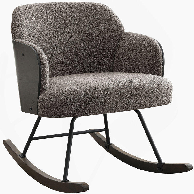 Chaise berçante rembourrée avec pieds en métal, Taupe