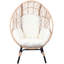2 Pieces Patio PE Wicker Egg Chairs Model 3 With Natural Colour Rattan Beige Cushion