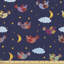 Keiko Orient Bird with Stars and Clouds at Nighttime Fabric