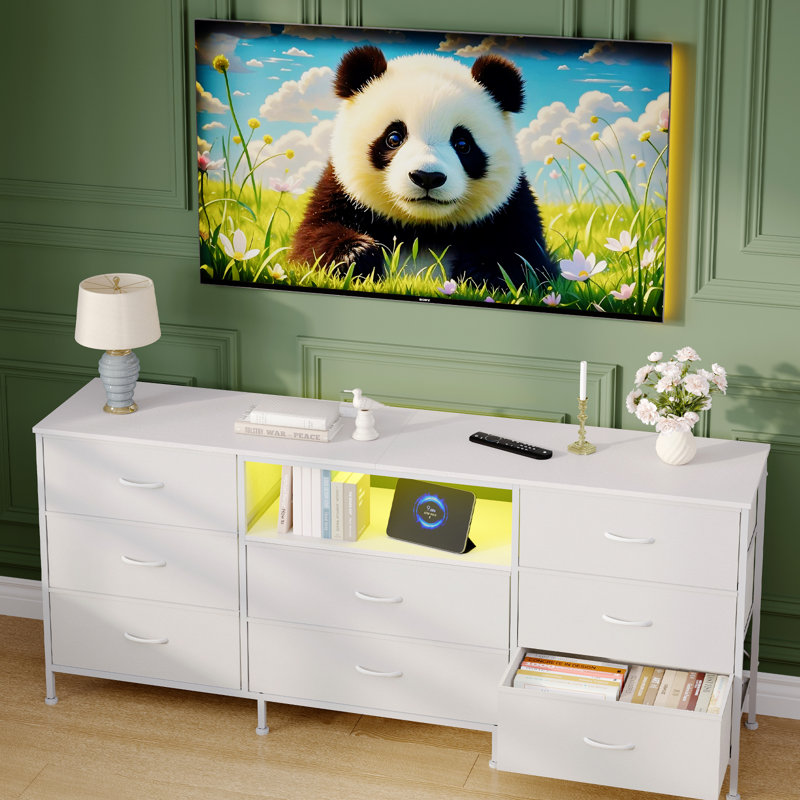Metal 159.99cm W 8 - Drawer Chest of Drawers, White