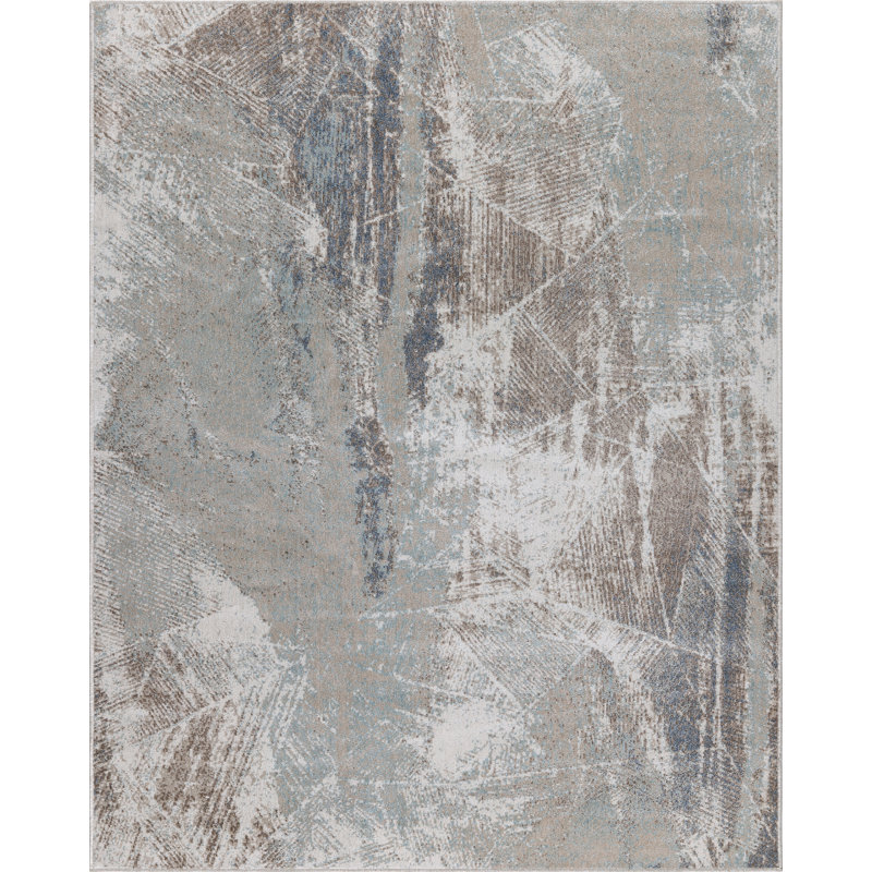 Machine Washable Cooper Beige/Blue Rug, Rectangle 8'11" x 12'