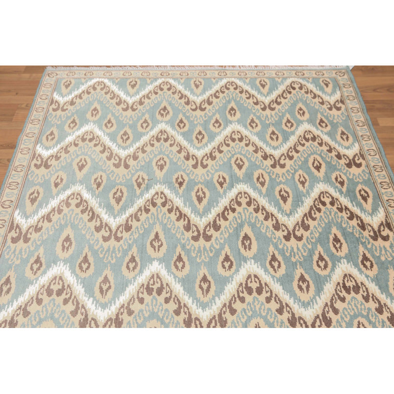 Tapis de la surface en laine bleu/grise 5 pi x 8 pi noué la one-of-kind Yattendon
