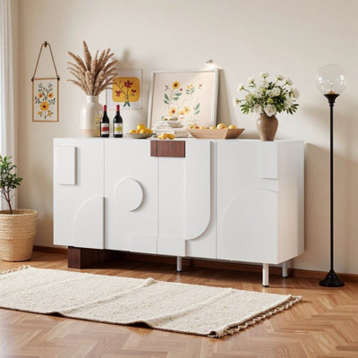 Sideboard Cabinet With 4 Doors & Adjustable Shelves, 62.9'' Wide Storage Unit For Dining Room