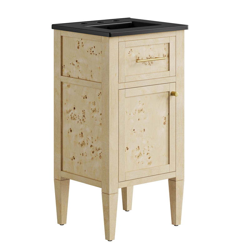 Modway Elysian Free Standing Single Bathroom Vanity with Manufactured Wood Top, Burl, Black