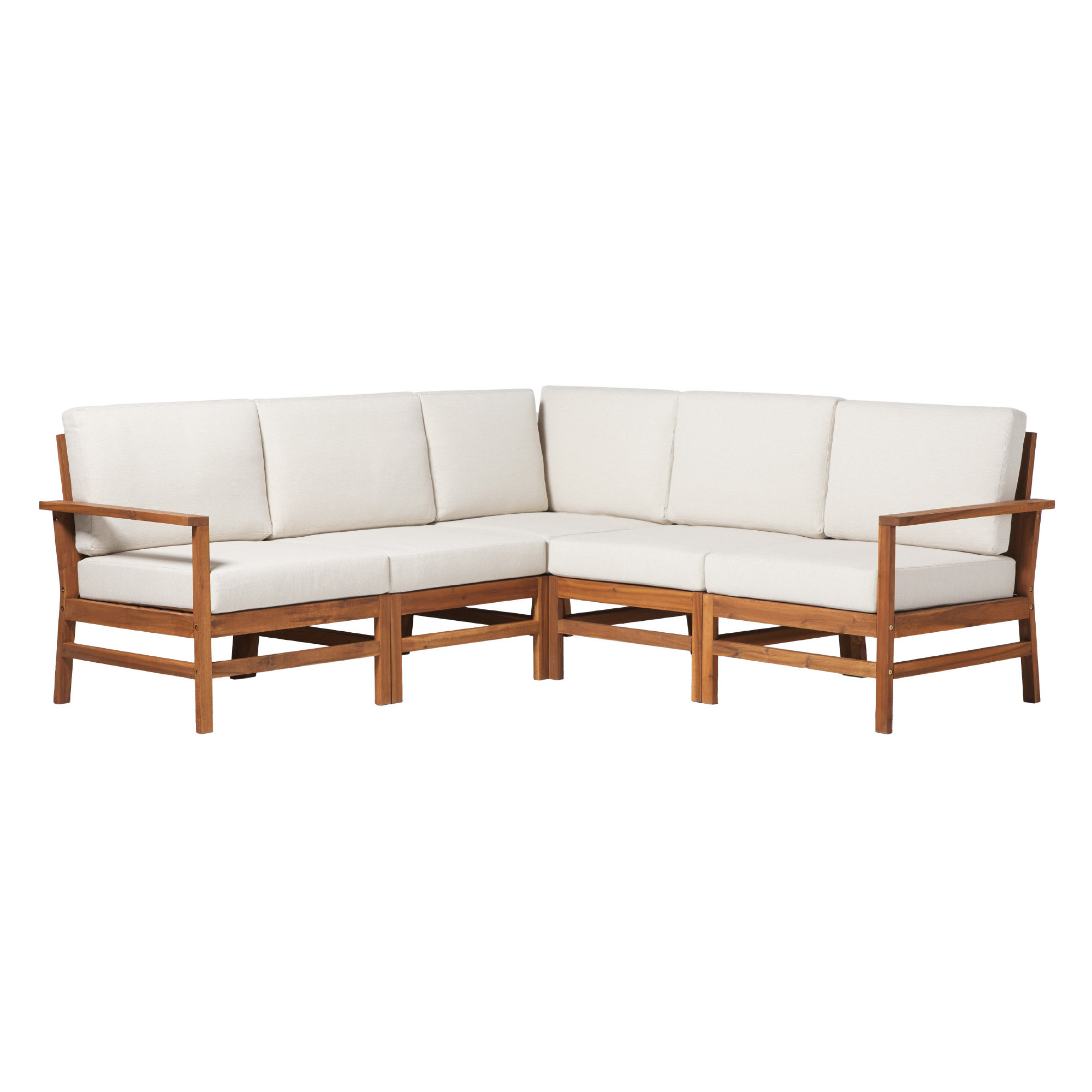Winston Porter Modern 5-Piece Minimal Solid Wood Corner Patio Sectional | Wayfair