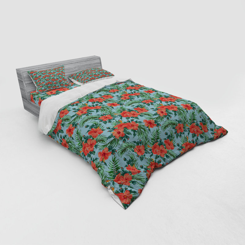 Farmhouse / Country Polyester Floral Duvet Cover, Queen Duvet Cover + 3 Additional Pieces