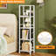 5 Tier White Bookshelf, Tall Narrow Bookcase For Small...