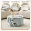 Table basse cylindrique simple texturée en marbre blanc
