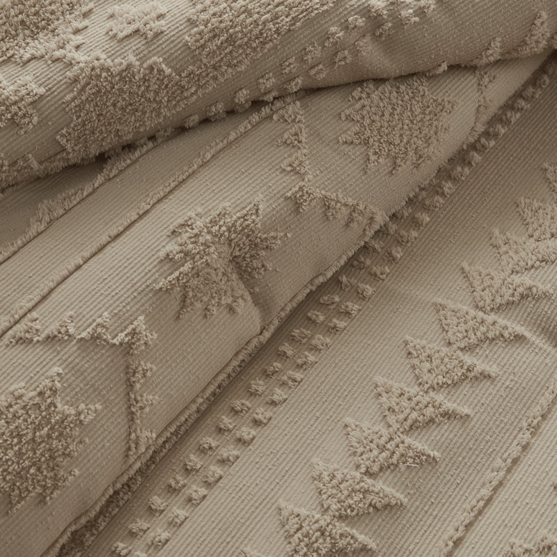 Tan Full Down Alternative Microfiber Comforter Set with Gathered Embellishment