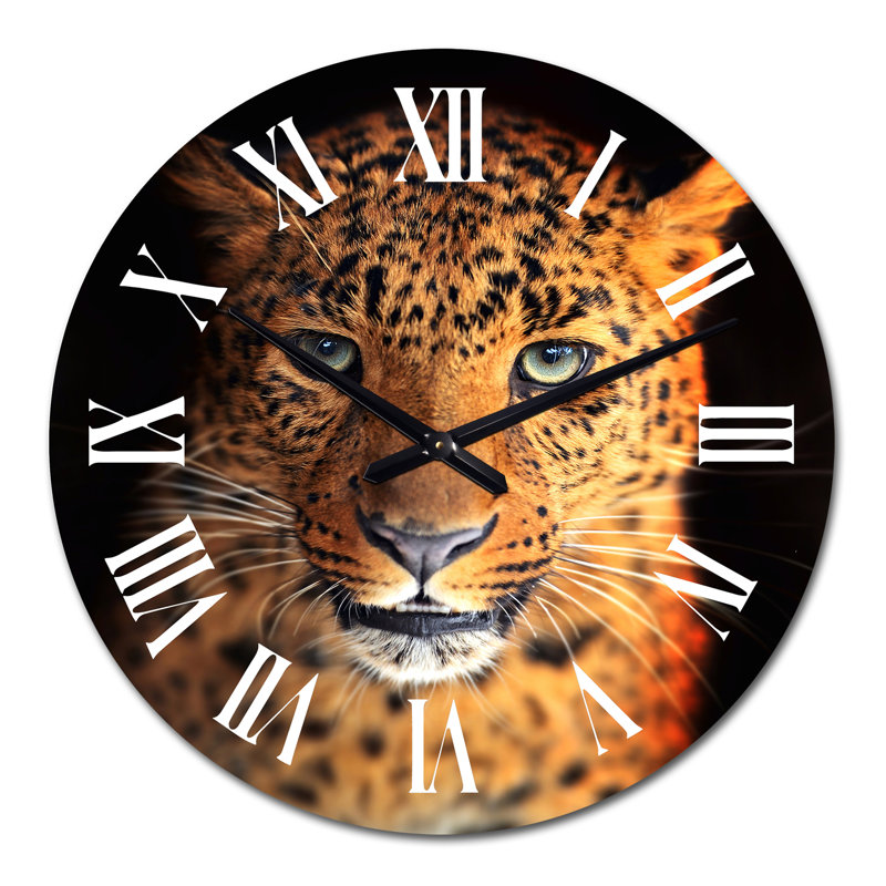 Portrait d'un léopard VI - Horloge murale traditionnelle, Grand