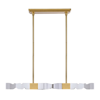 LED 3CCT 4-Light 49" Unique 3"X3" Carved Crystals Luxury Linear Pendant
