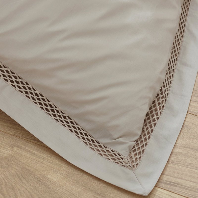 Classic Lattice Lace Duvet Cover Set, Single Duvet Cover Set + 1 Standard Pillowcase, Natural