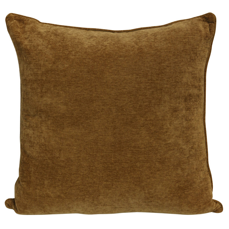 Coussin en velours froissé tabac 24 po x 24 po, Tabac chaud