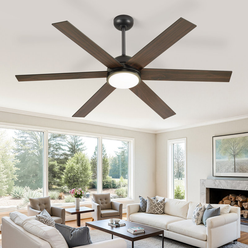Ventilateur de plafond noir 58 po avec lumière DEL et télécommande Cissline pour chambre à coucher / salon / cuisine