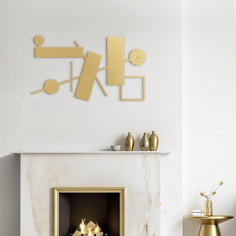 Décoration murale en métal, Or, H 9 po x l 18 po x P 0,05 po