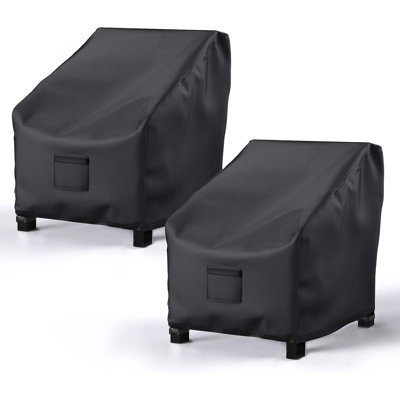 2 Pack 600D Oxford Cloth Heavy Duty Waterproof Black Large Deep Seat Patio Chair Cover 38"W x 31"D x 29"H for Outdoor Lawn Furniture
