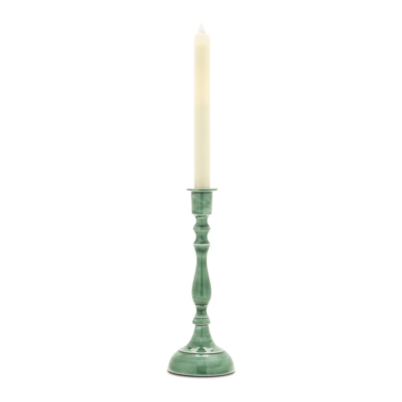 Metal Taper Candle Holder, Green