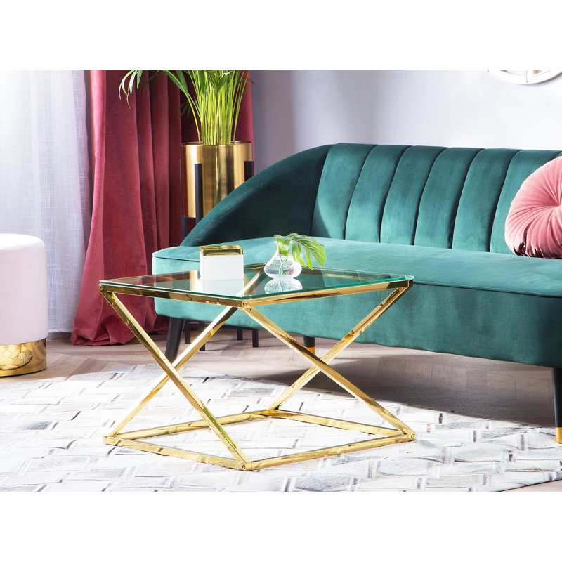 Aurora Cross Legs Coffee Table, Gold