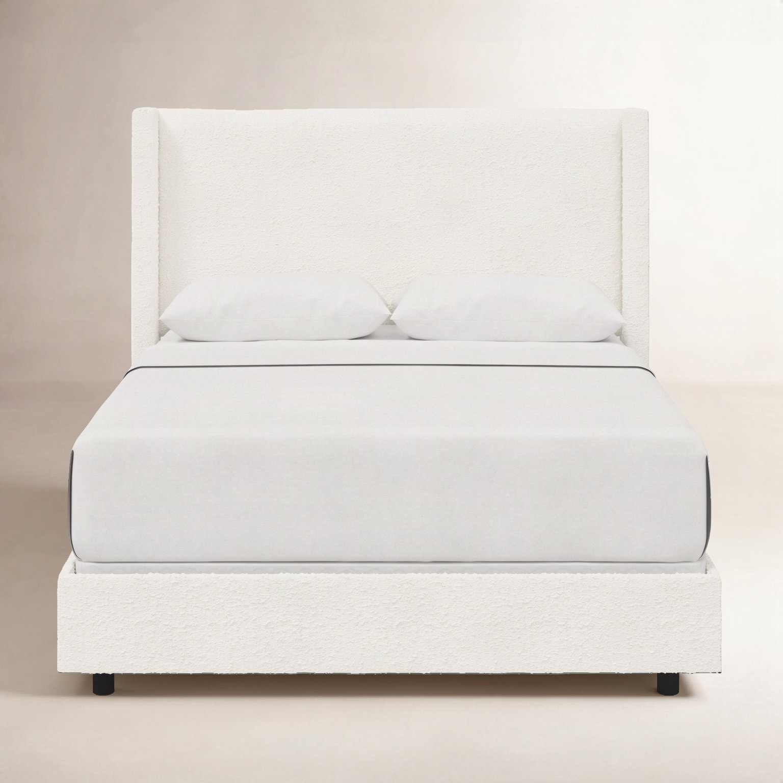 Hanson Upholstered Wingback Bed, Full/Double, Classic Snow Boucle