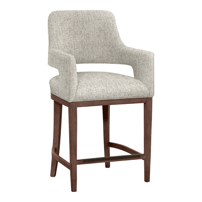 Tabouret de bar et de comptoir Josie, Noyer, Lin 3155, Tabouret de comptoir (siège d'une hauteur de 26,5