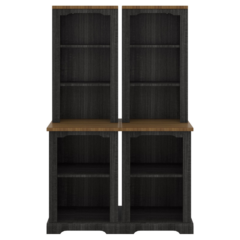 2-Piece Tall Bookshelf With Open Storage, Freestanding Tall Cabinet With Display Open Shelves For Living Room Bedroom Entryway