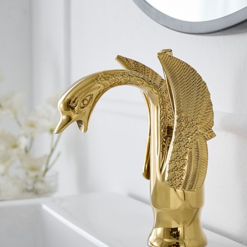 Swan Single Hole Single-Handle Bathroom Vessel Sink Faucet, Gold