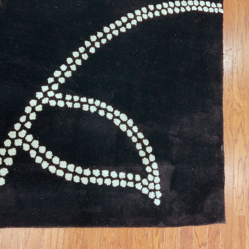 Tapis noir / blanc touffeté à la main, Rectangle 8 pi x 10 pi