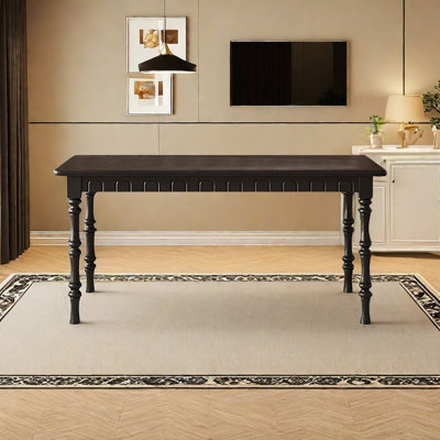 Natural Finish Solid Wood Base Dining Table