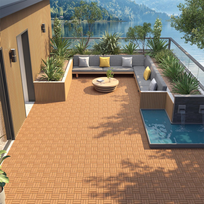 2.5cm L x 30cm W Solid Wood Interlocking Deck Deck Tile Kit