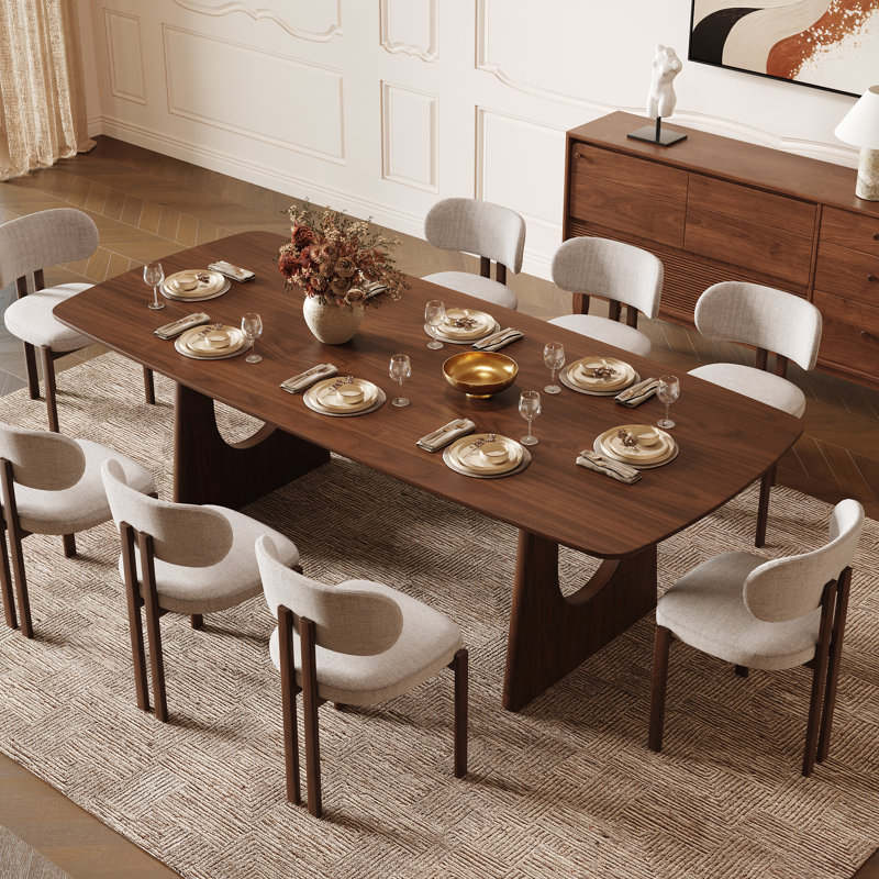 Table de salle à manger en noyer massif de 78,7 po x 39,4 po pour 6 à 8 personnes Joceline, Noyer