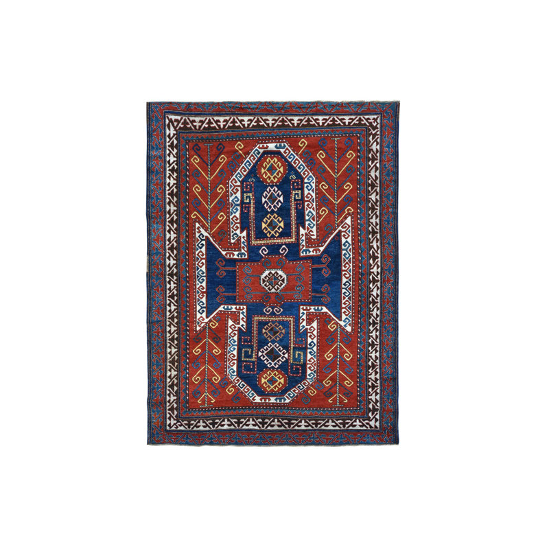 Tapis oriental rectangulaire rouge en laine noué à la main 6 pi 10 po x 9 pi 3 po - MOA10278056