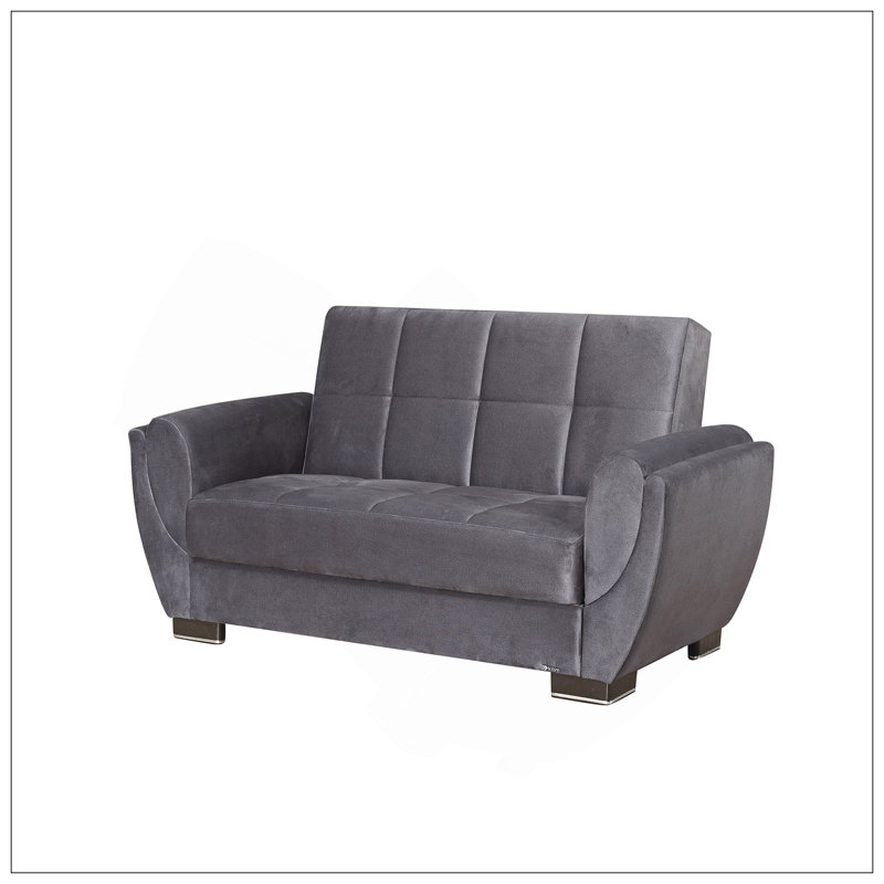 Causeuse convertible rembourrée avec rangement, microfibre grise, Chenille grise foncée