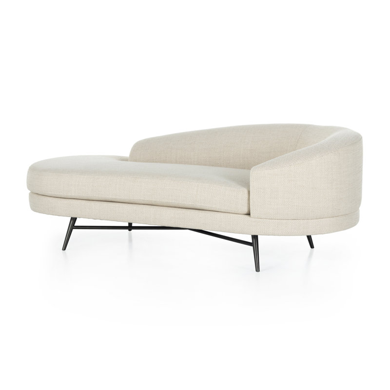 Carmela Upholstered Chaise Lounge, Carbon Black, Right-Arm Chaise, Irving Taupe Polyester Blend