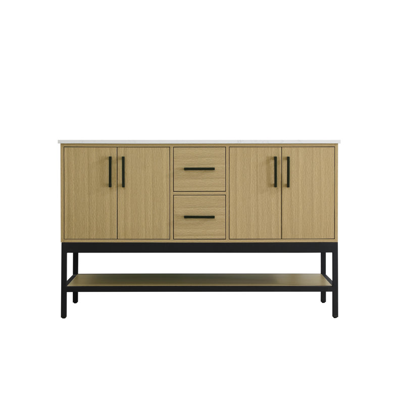 Meuble-lavabo double 54 po, Brun miel