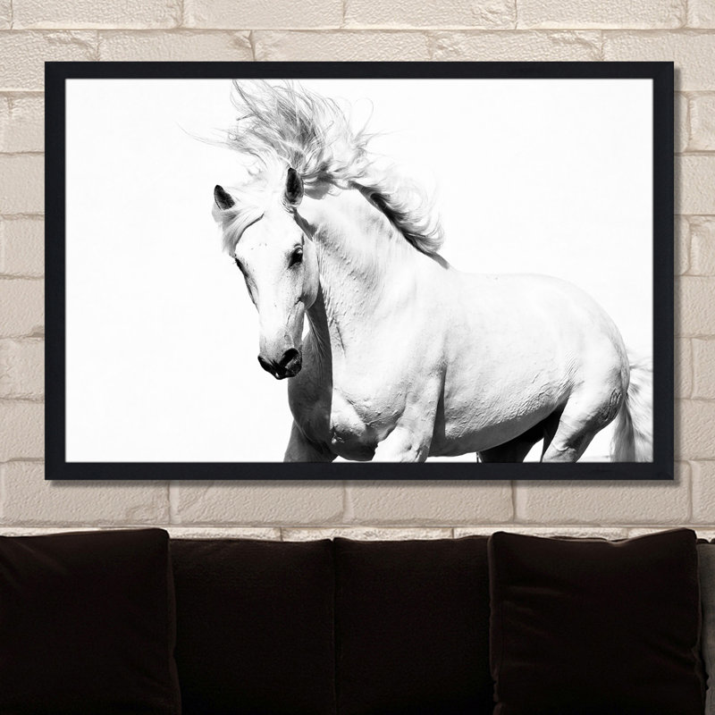 « cheval running », reproduction de photo encadrée, H 35,5 po x l 51,5 po x P 0,75 po